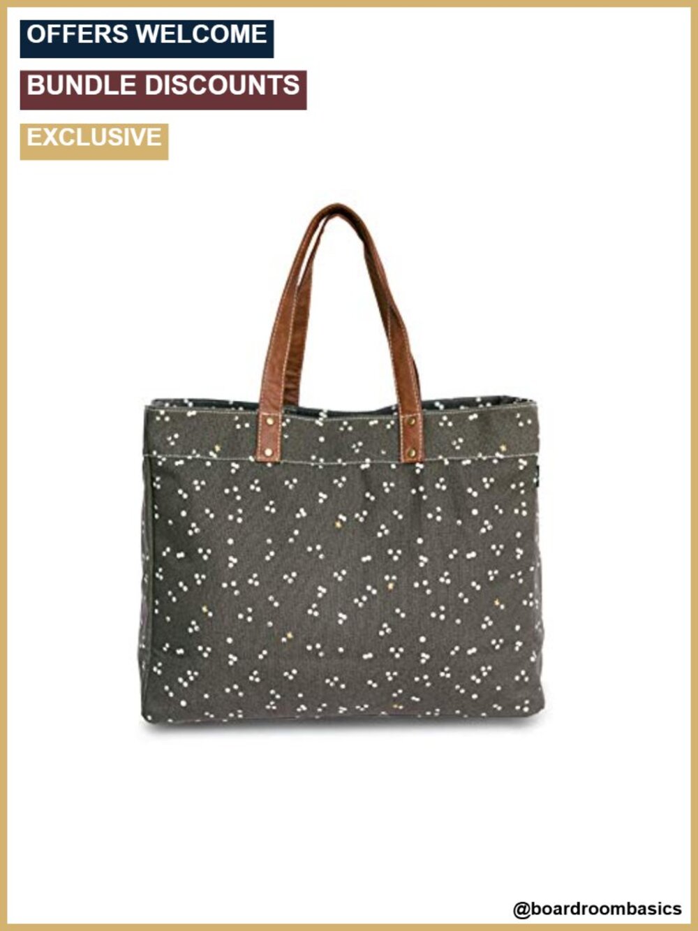 Recycled Canvas Carryall Tote with Vegan Leather Handles